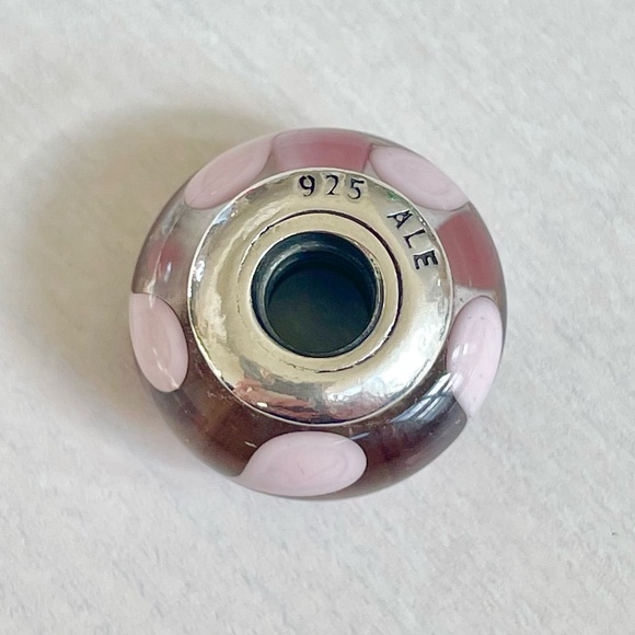 Pandora Retired Pink Swirly Swirl / Swirls Murano Glass Charm - Picture 5 of 6